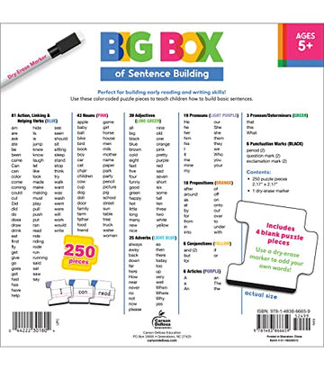 Carson Dellosa 250-Piece Big Box Of Sentence Building For Kids, Sight Word Game With Color-Coded Sight Words And Punctuation Car
