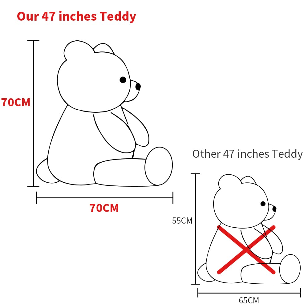 Maogolan Giant Grey Teddy Bear 47 Inch 4 Feet Large Stuffed Gray Teddy Bears Stuffed Animals For Girlfriend Children