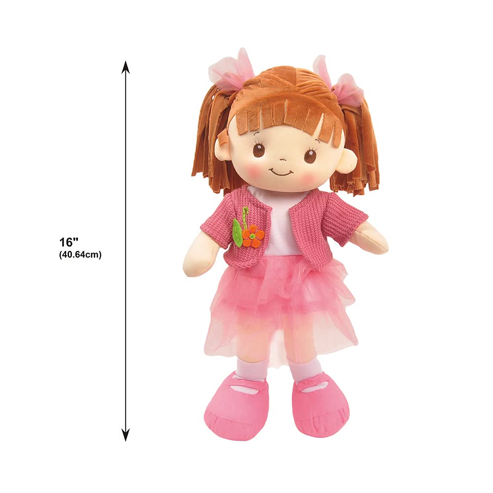 Linzy Toys, 16' Little Sweet Hearts Interactive Soft Plush Rag Doll, Embroidered Face & Removable Clothes, Educational Doll, Muñecas De Trapo Para Niña