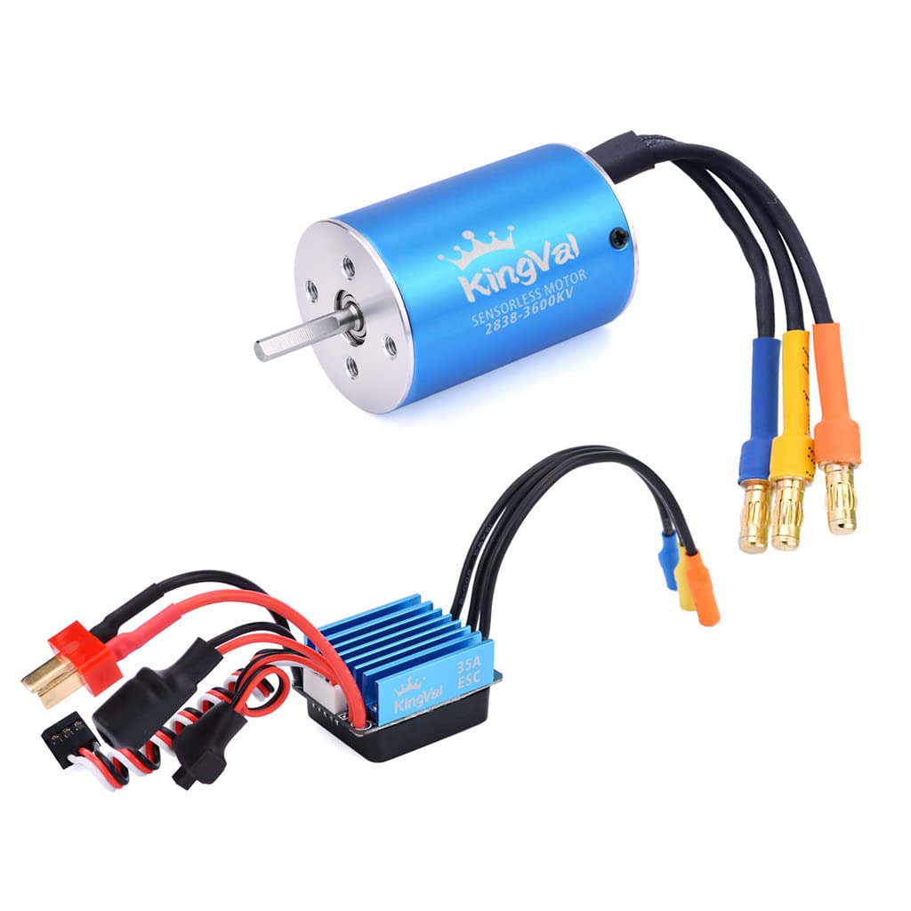 KingVal Replacement 2838 3200KV Brushless Sensorless Motor Shaft 3.175mm with 35A Brushless ESC Combo Compatible with 1/14 1/16