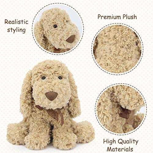 Weigedu Poodle Puppy Goldendoodle Stuffed Animal, Adorable Toy Dog Labradoodle Plush For Kids Boys Girls Birthday Easter Christmas Bedtime Gift, 11.8“ Golden