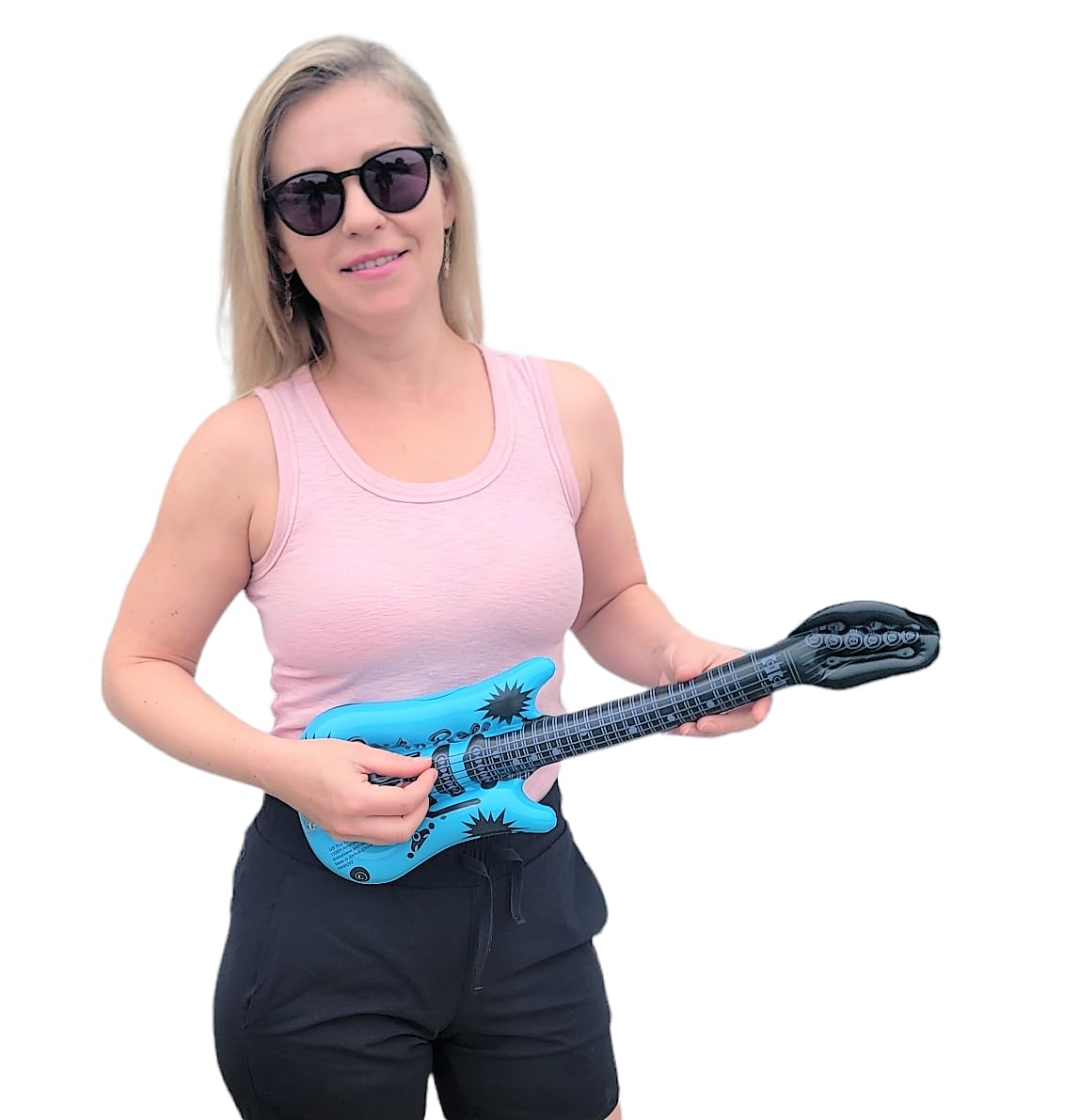 Zugar Land Rock Inflatable Mini Guitars (21 Inches) Vinyl. Perfect Party Favor, Dj Dance 80S Rocker (Mini Rock-N-Roll Pink & Blue (2 Pack))