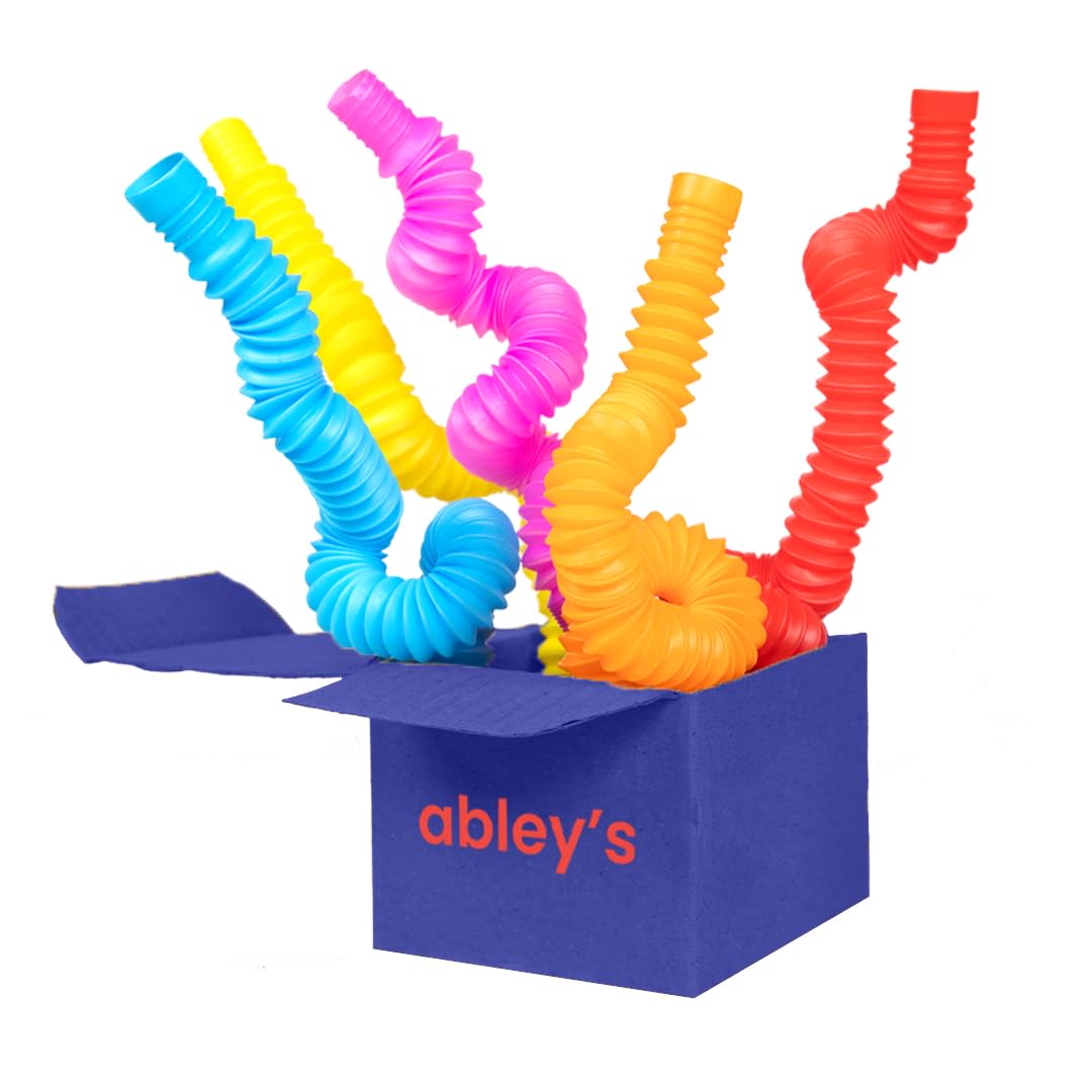 AbleyS Pop Tubes Sensory Fidget Toys MultiColor Crinkly Stretch Tubes For Kids Stem Learning & Fine Motor Skills Developme