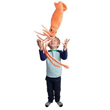 Douglas Plush Squid Stuffed Animal - 40" Long, Orange/Cream, Model 3816