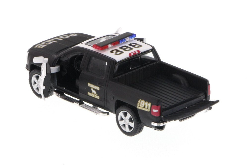KiNSMART 2014 Chevrolet Silverado LTZ 1:46 Scale Diecast Police K9 Unit Truck - 5 Inch Metal Model - Black