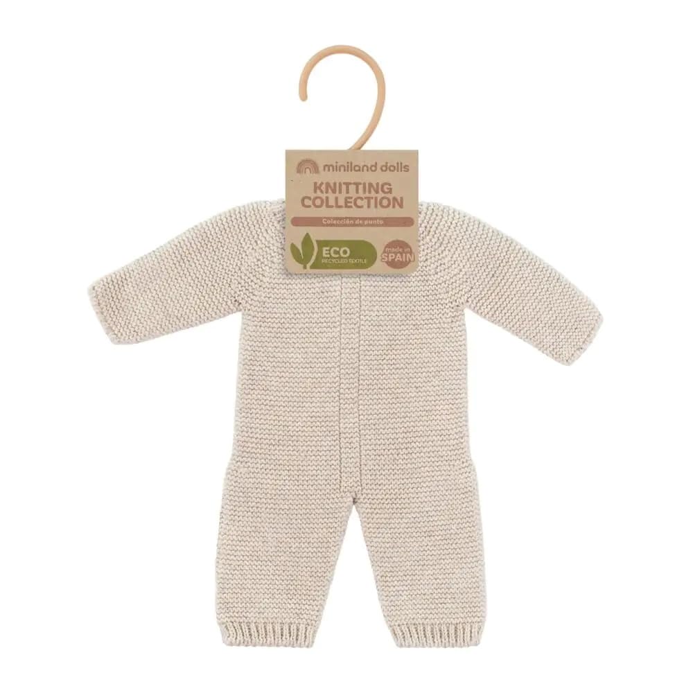Miniland Clothes for Dolls 15'' Knitted Pajama Linen Color - ECO, Made in Spain, Quality, Role Play, Educational
