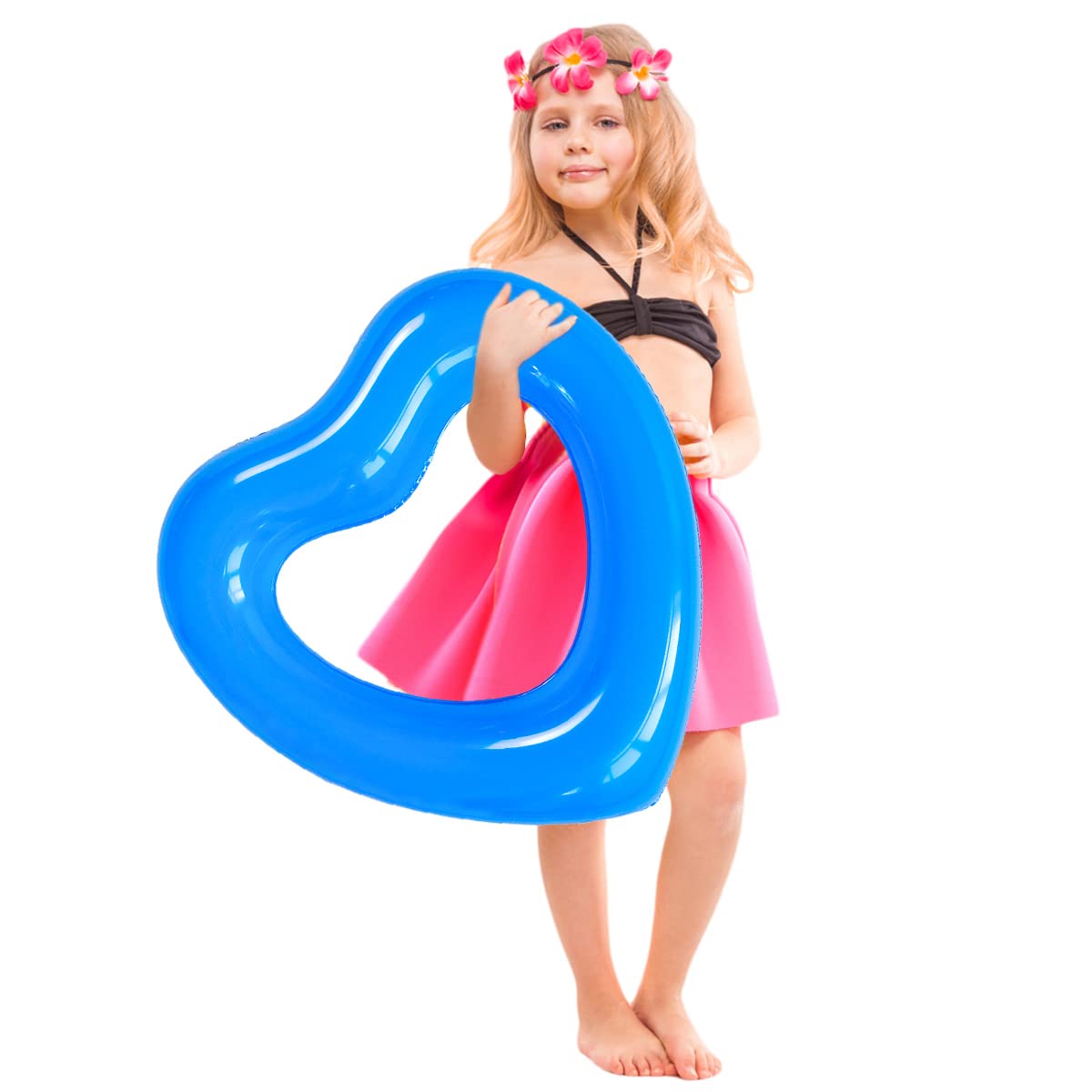 Blue Heart Float,Kids Heart Pool Floats, Heart Swimming Pool Float Loungers Tube, Water Fun Beach Party Toys For Kids,Birthday S