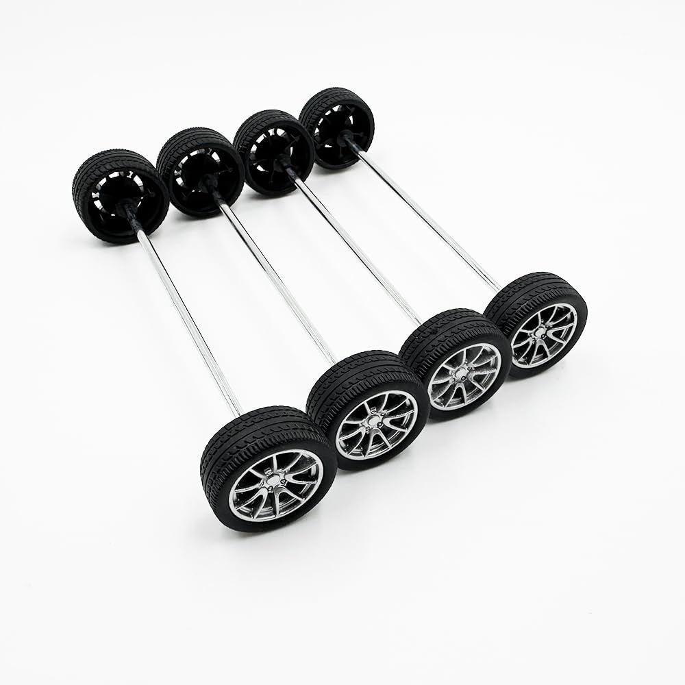 10Pcs Toy Car Wheels Rubber Tire Wheels With Metal Shaft For Rc Car Truck Diy Model Toy Wheel Replacement Accessories (3X35Mm)