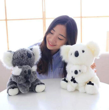 11 Inch Mum And Baby Koala Plush Toy Stuffed Animal Toy Plush Animal Doll (Grey)