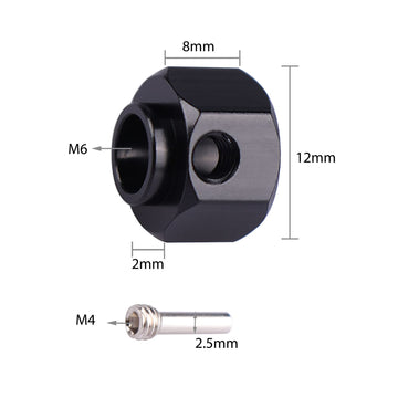 Aimrock Aluminum 12Mm Hex Extended Wheel Hubs 8Mm Offset Spacers For 1/10 Trx4 Trx6 Rc Crawler Truck (Black, 8Mm)