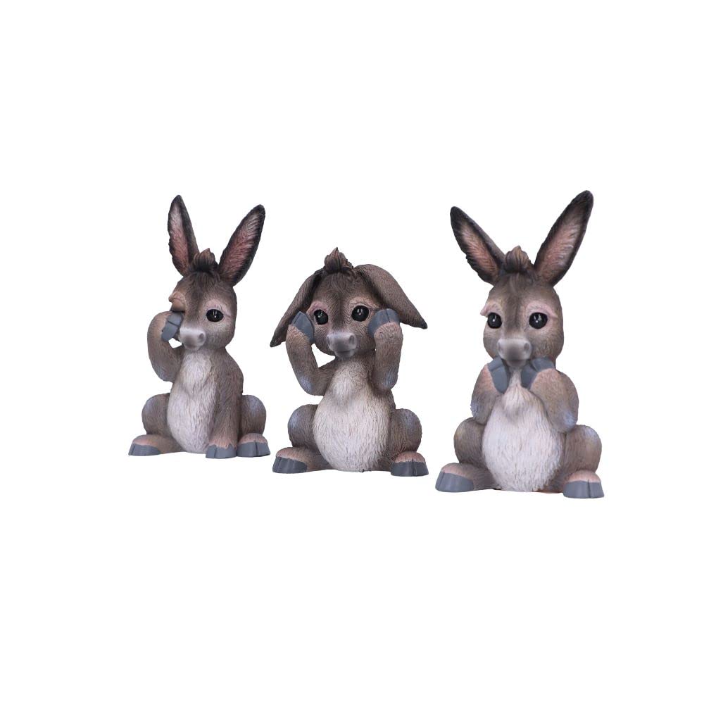 Nemesis Now Three Wise See No Evil Hear No Evil Speak No Evil Figurines, Adorable Hand-Painted Resin Collectibles And Gift - Donkeys
