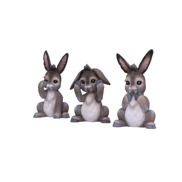 Nemesis Now Three Wise See No Evil Hear No Evil Speak No Evil Figurines, Adorable Hand-Painted Resin Collectibles And Gift - Donkeys