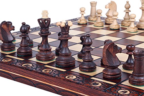 Chess And Games Shop Muba Beautiful Handcrafted Wooden Chess Set With Board And Chess Pieces - Gift Idea Products (16Inch (40 Cm)), 1-2 Players