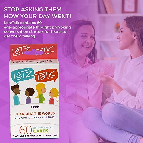 Letz Talk Conversation Cards - Communication Game for Teens, Build Confidence & Emotional Intelligence, Ages 13-18, Medium Cardstock