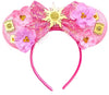 CLGIFT Princess Minnie Ears,Pick your color, Flower Minnie Ears, Floral minnie ears, Purple Sparkle Mouse Ears (Pink Rapunzel)