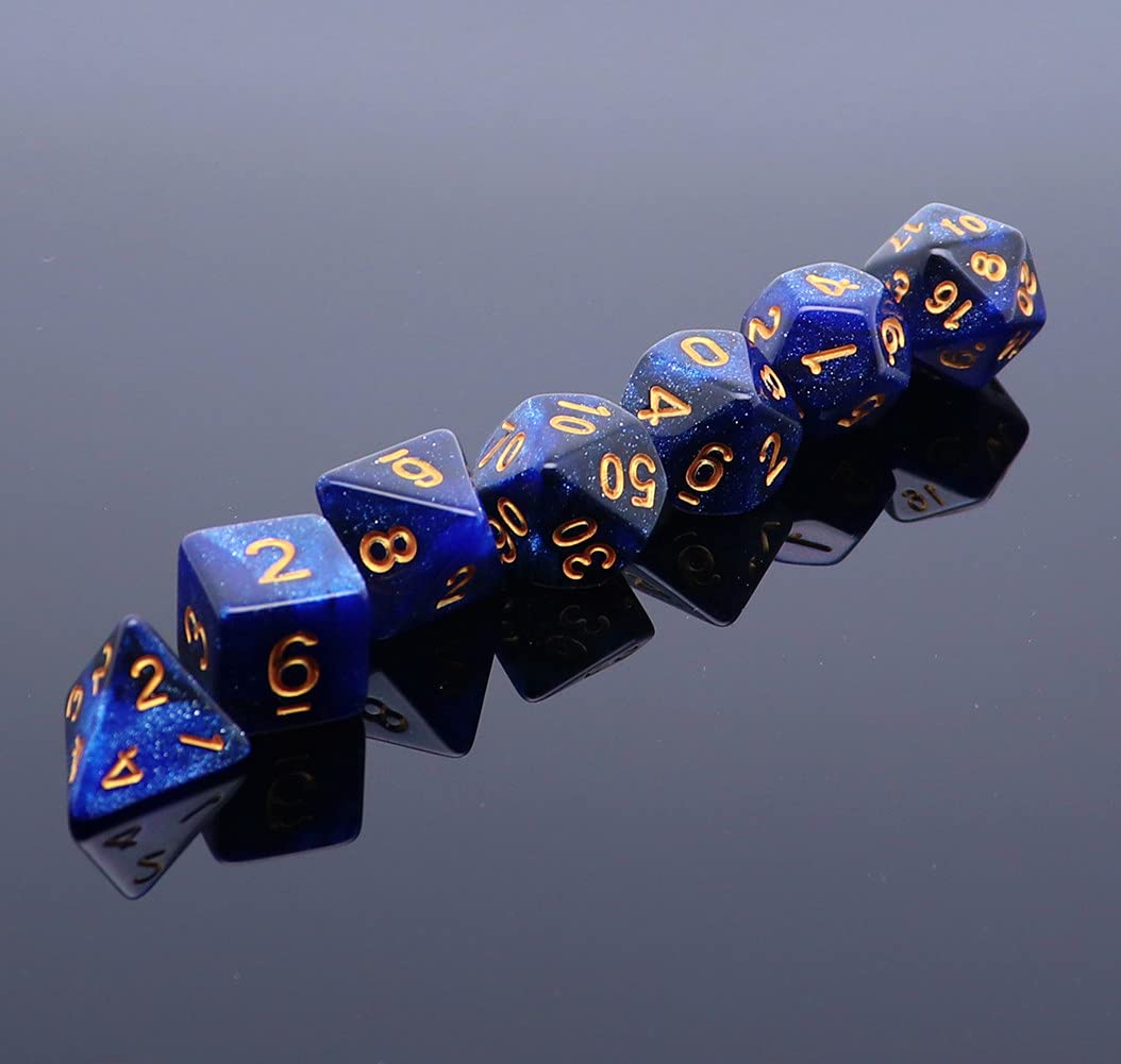 Dnd Dice Set Dark Blue Mix Black Nebula Dice For Dungeon And Dragons D&D Rpg Role Playing Games 7Pcs Polyhedral Dice With Dice B