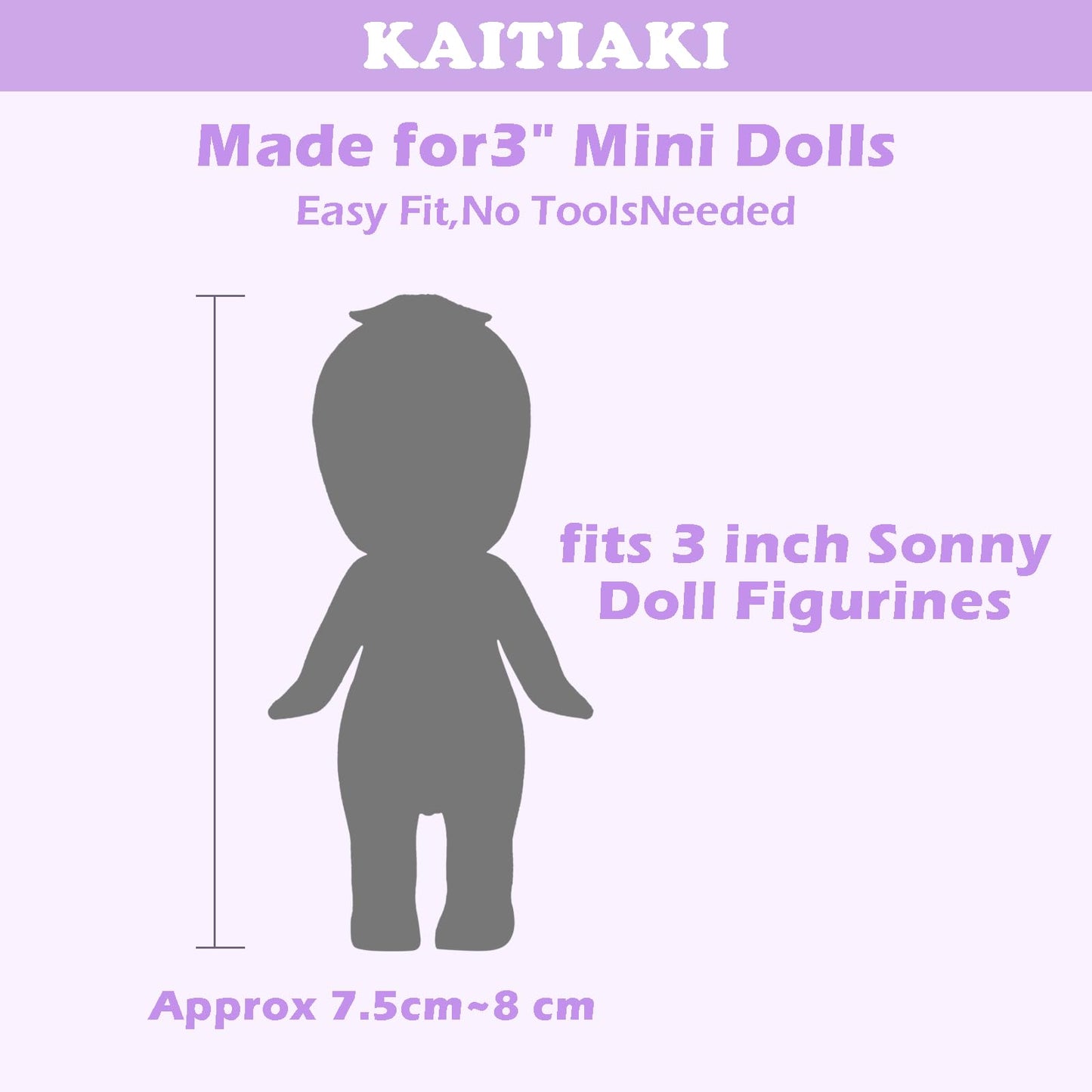4 Sets Mini Doll Clothes for Sonny Angel Tops and Skirts Fit for 3 Inch Collectible Dolls for mature-themed Collectors Designed for Display and Decoration (Lavender Whimsy)