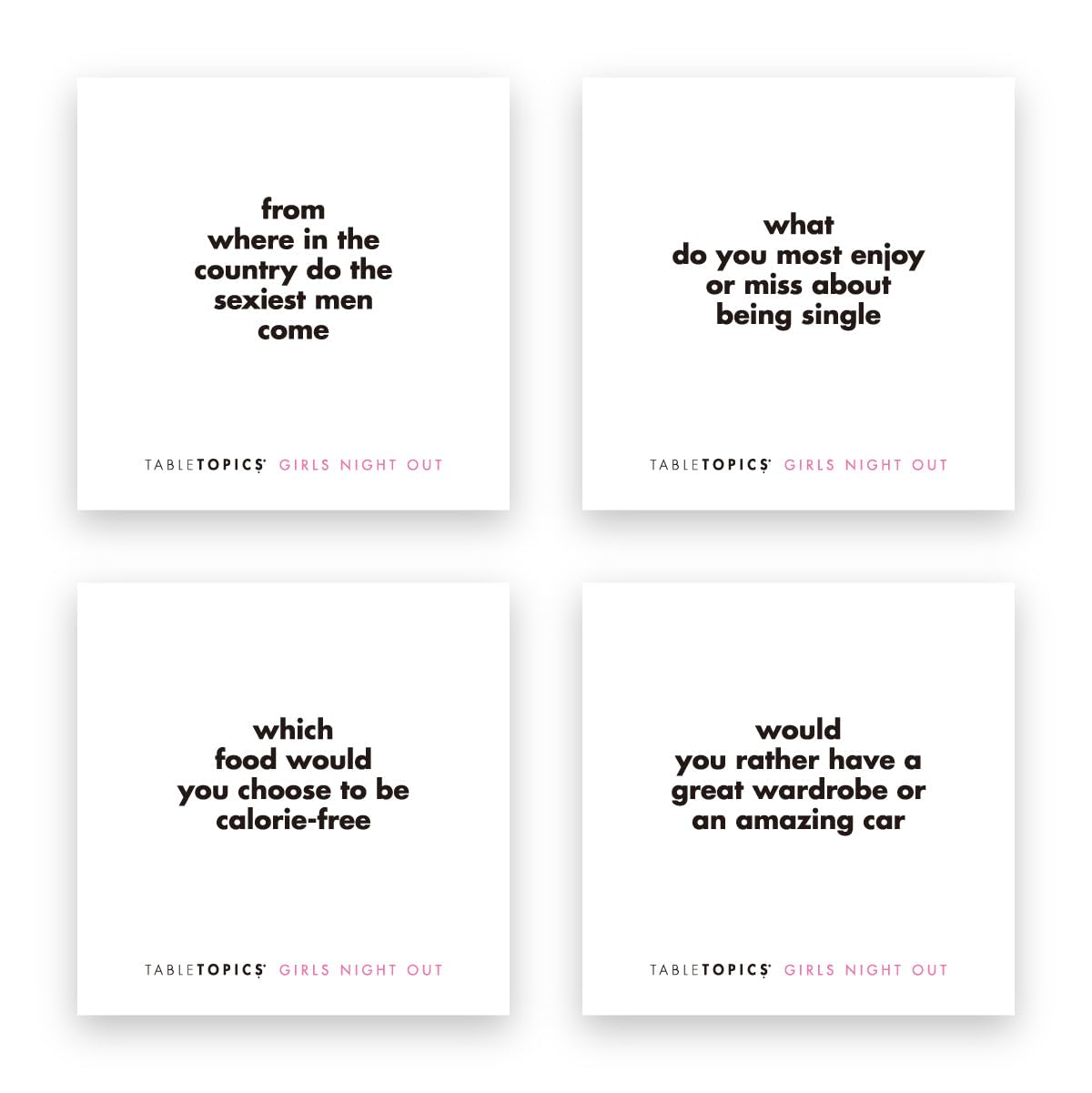TableTopics Girls Night Out Game - 135 Conversation Cards, Pink, Cardstock, Model TT-0105-A, Perfect for Bachelorette Parties