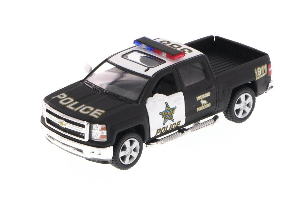 KiNSMART 2014 Chevrolet Silverado LTZ Crew Cab 4x4 1:46 Scale 5 Inch Diecast Metal Model Pick-up Interceptor Truck Police K9 Uni
