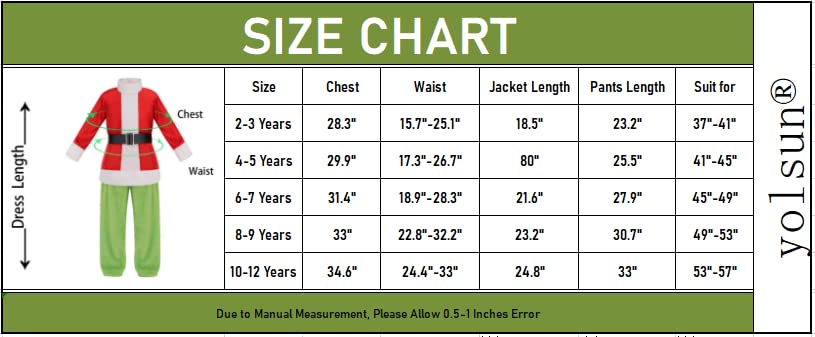 Yolsun Christmas Green Monster Costume For Kids Halloween Furry Elf Cosplay Outfit Dress Up