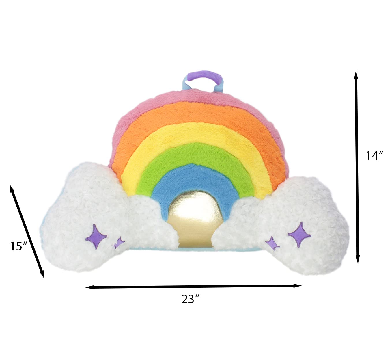 Soft Landing | Nesting Nooks | Soft And Cuddly Portable Back Rest And Reading Pillow With Storage Pocket - Rainbow