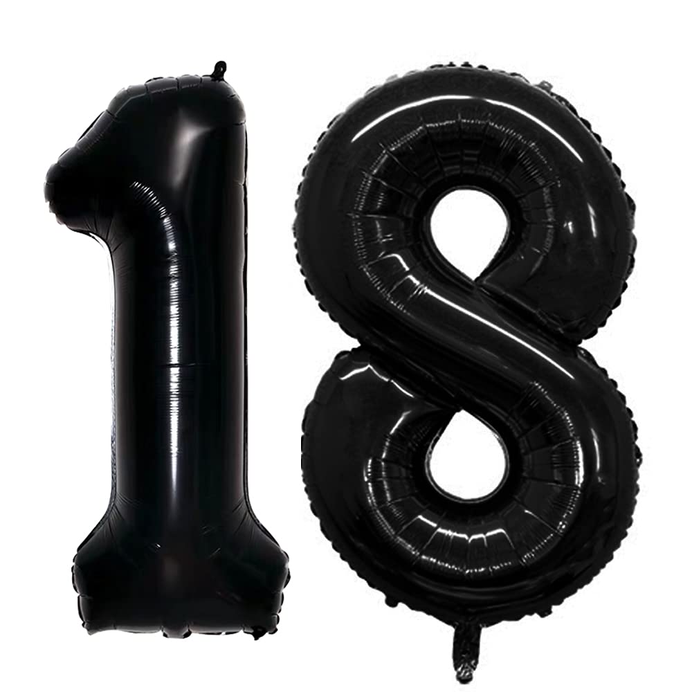 Goer Number 18 Balloons For 18Th Birthday Sweet 18 Party Decorations,42 Inch Jumbo Foil Helium 81 Balloons For 81St Birthday Party Decoration (Black)