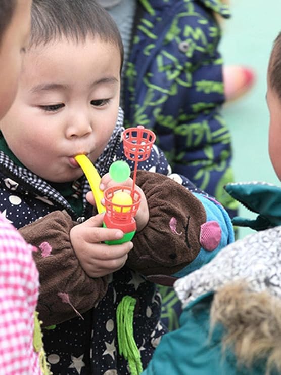 3Pcs Random Color Floating Blow Pipe Balls Game Toys, Floating Blow Pipe & Balls Balance Blowing Toys, Stress Reliever Balance B