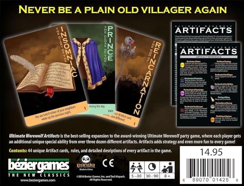Bezier Games Ultimate Werewolf Artifacts – Expansion For Ultimate Werewolf, Party Game For Teens And Adults, Social Deduction, Werewolf Game, Fast Paced Gameplay, Hidden Roles & Bluffing
