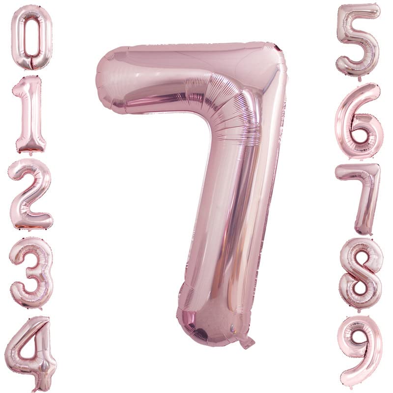 Goer Rose Gold Foil Balloons Number 7,Huge Number Balloons For 7Th Birthday Party Supplies Anniversary Decorations(3 Pcs,42 Inch,32 Inc,16Inch)