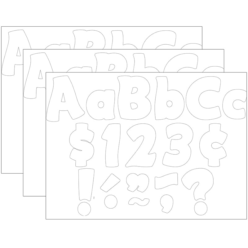 White Funtastic 4'' Letters Combo Pack, 208 Per Pack, 3 Packs