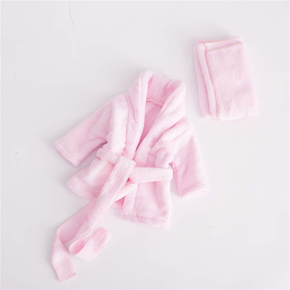 Vemonllas Fashion Cute Newborn Boy Girl Baby Costume Outfits Photography Props Bathrobe Belt Coat Sets (Pink)