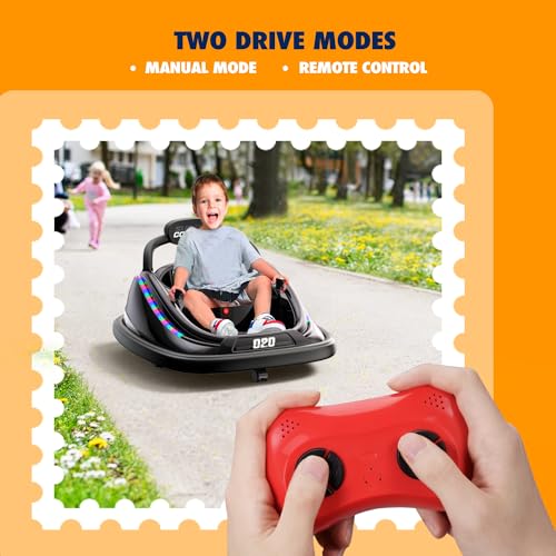Powerwhale 12V Electric Bumper Car Ride Toy With Remote and Music Function for Toddlers Ages 1-6 - Birthday, Childrens Day, Chr