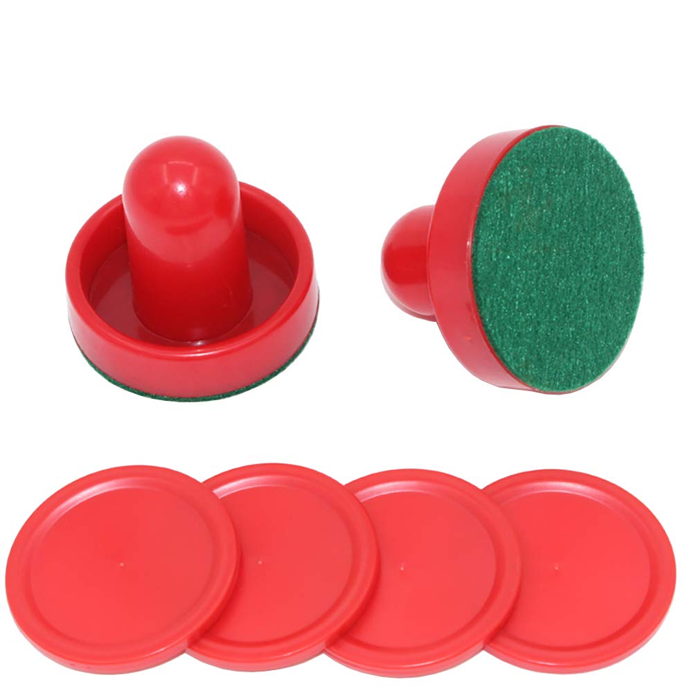 Cchude 2 Pcs Red Air Hockey Pushers And Air Hockey Pucks Great Goal Handles Paddles Replacement Accessories For Game Tables