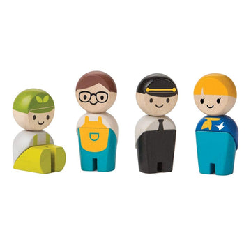 Plantoys Wooden 4 Piece Service Crew (6268) | Sustainably Made From Rubberwood And Non-Toxic Paints And Dyes