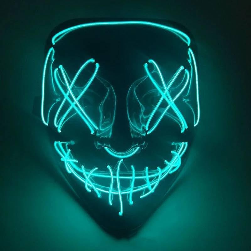 Boolavard Halloween Mask LED Light up Mask for Festival Cosplay Halloween Costume Masquerade Parties, Carnival, Gifts (Blue)