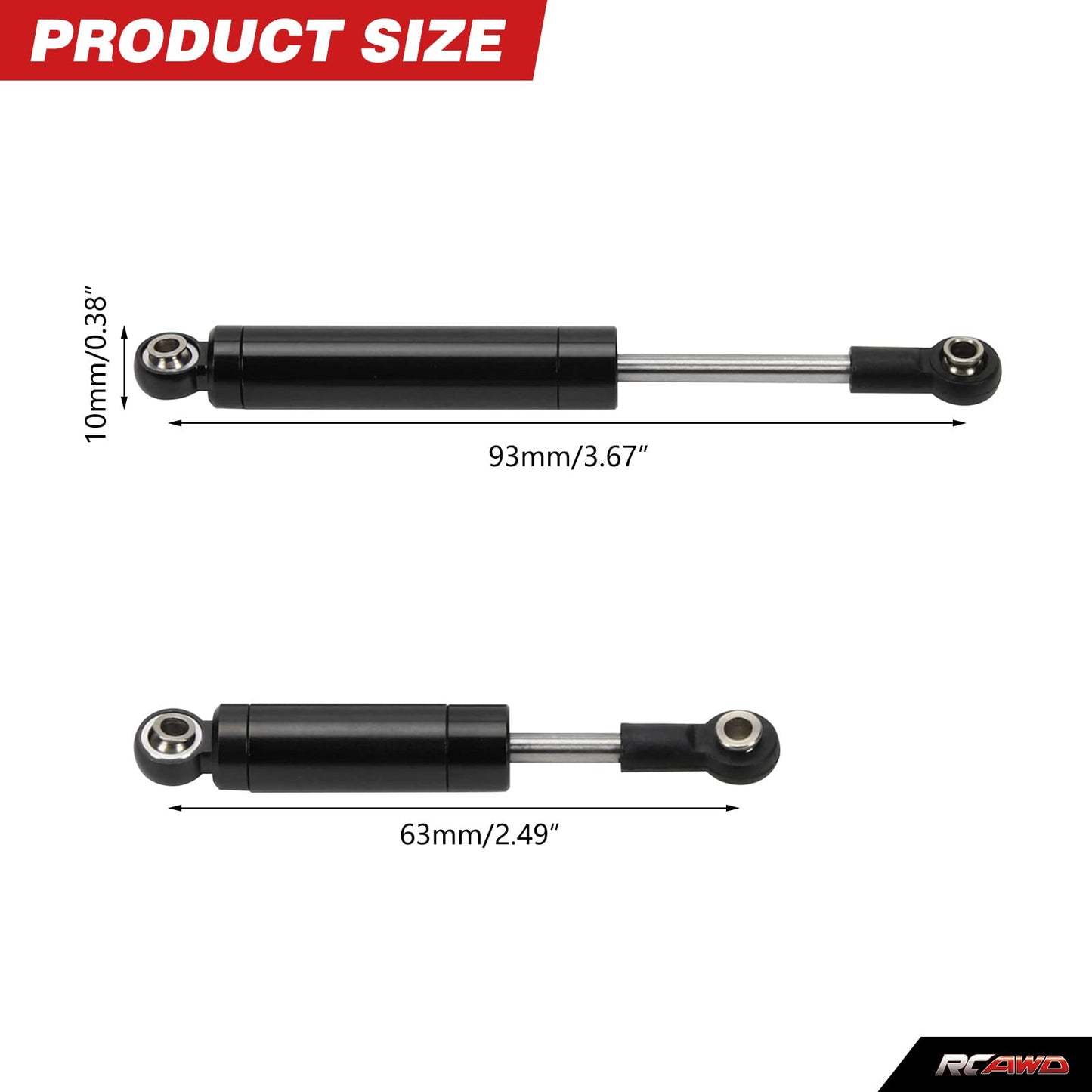 RCAWD for Yeti Jr. Can-Am Maverick Shock Absorber Upgrades, Front & Rear 60mm 90mm RC Shocks Parts #AX31488, for Axial 1/18#AXI9