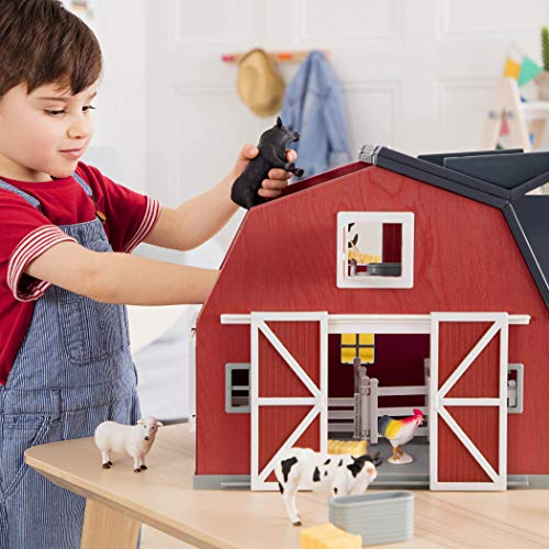 Terra By Battat Wooden Animal Barn Toy Set - 20 Pcs Farm Pretend Play for Kids & Toddlers Ages 3+, One Size, Natural Wood Color