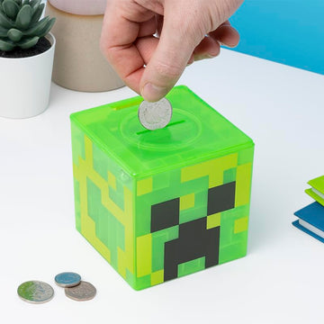 Paladone Minecraft Creeper Maze Safe, Complete The Maze To Unlock Money, Fun Minecraft Block Collectible Toy And Piggy Bank For