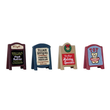 Lemax Village Sidewalk Signs, Set of 4