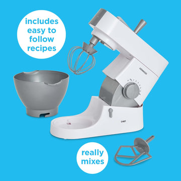 Casdon Kenwood Mixer Toy for Kids 3+ | Grey Plastic, 26x15.5x29.5 cm, Model 63550 | Fun for Budding Bakers!