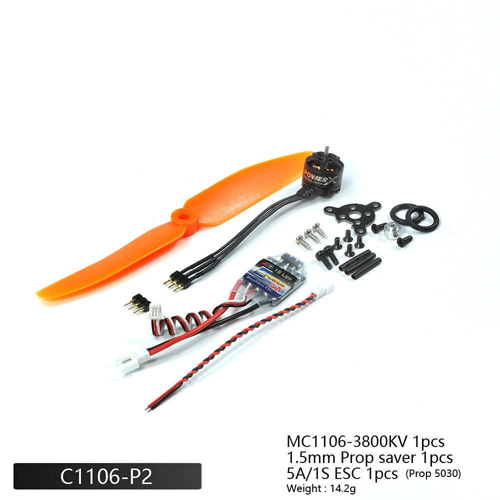 1S 3.7V Micro Brushless Motor MC1106-3800KV with ESC Power Combo Used for Fixed Wing Micro Indoor Airplane F3P Model Airplane (C