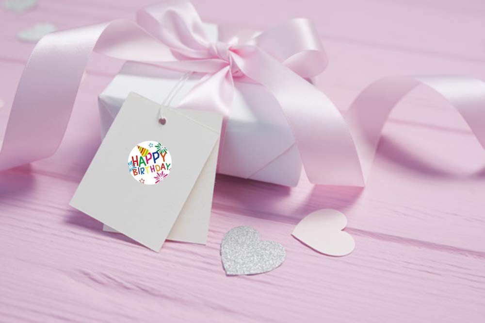 Roranic Adorable Happy Birthday Stickers For Kids Adults, 500Pcs 8 Assorted Designs,Each Round Sticker Measures 1'' In Diameter,