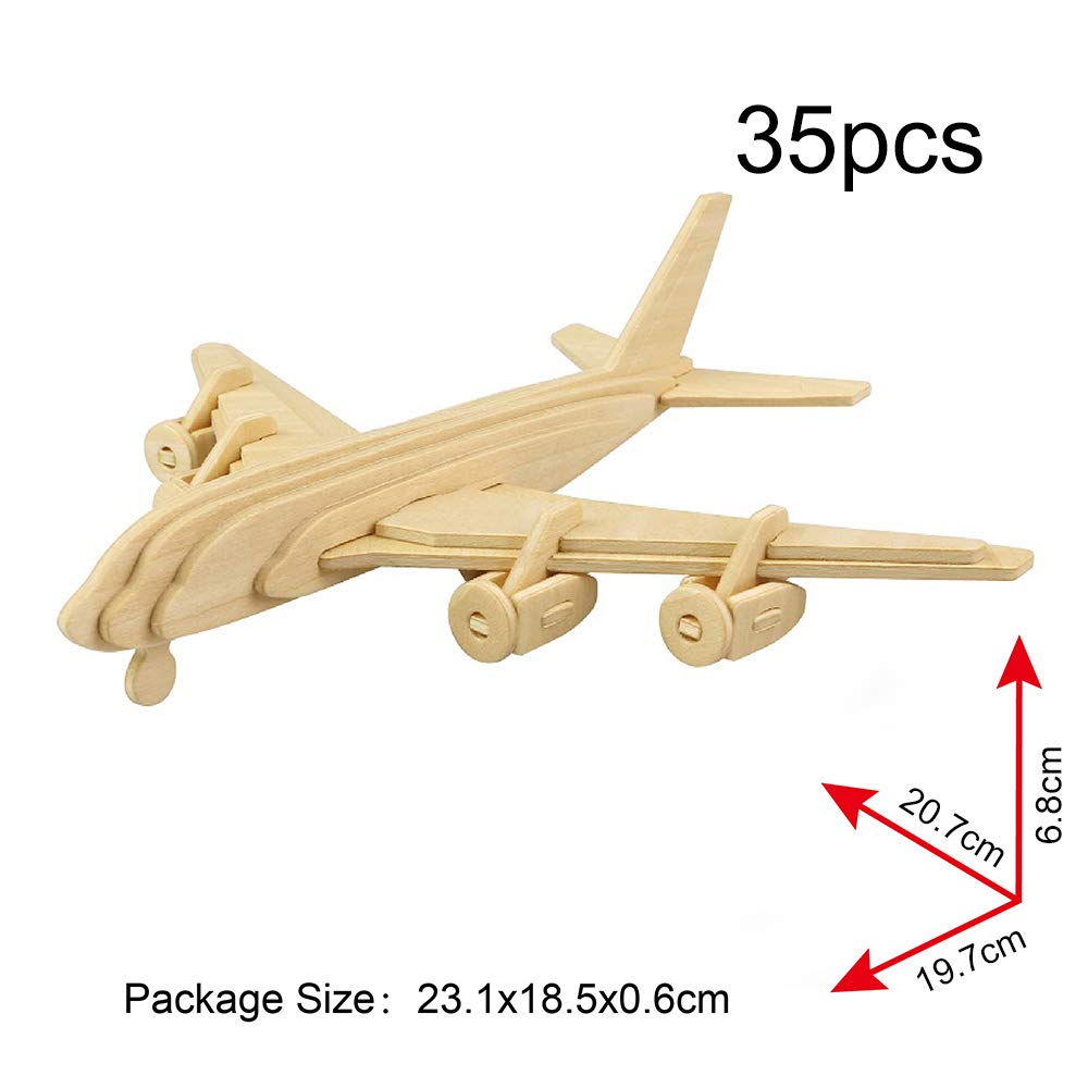 Georgie Porgy 3D Wooden Puzzles For Kids Toys Construction Woodcraft Kits Diy Model Puzzle Kits Birthday Gifts Pack Of 3 (Biplane Helicopter Civil Airplane)