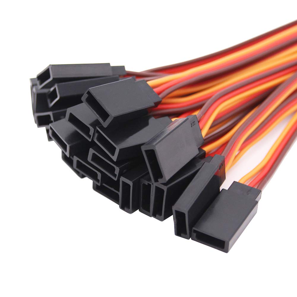 OliYin 20pcs 22awg 60 Cores Male to Female 5.90inch Lead Plug Servo Extension Wire Cable Line for RC Model Aircraft Stranded Fut
