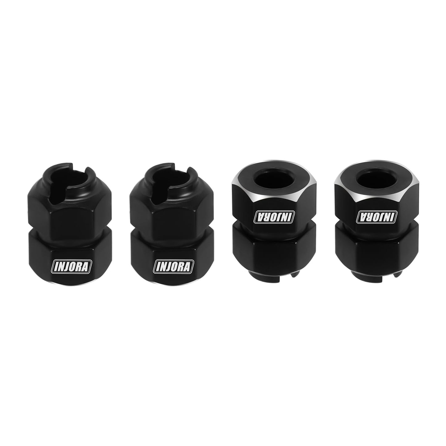 INJORA Thickness 9mm(+5mm) Black Brass Wheel Hex with Nuts for TRX4M 1/18 RC Crawler Upgrade, 11g/Total
