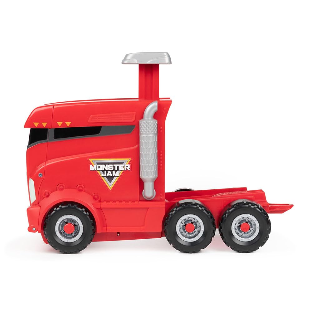 Monster Jam, Official 2-in-1 Launch N Go Hauler Playset and Storage with Exclusive Monster Truck, 1:64 Scale Kids Toys for Boys