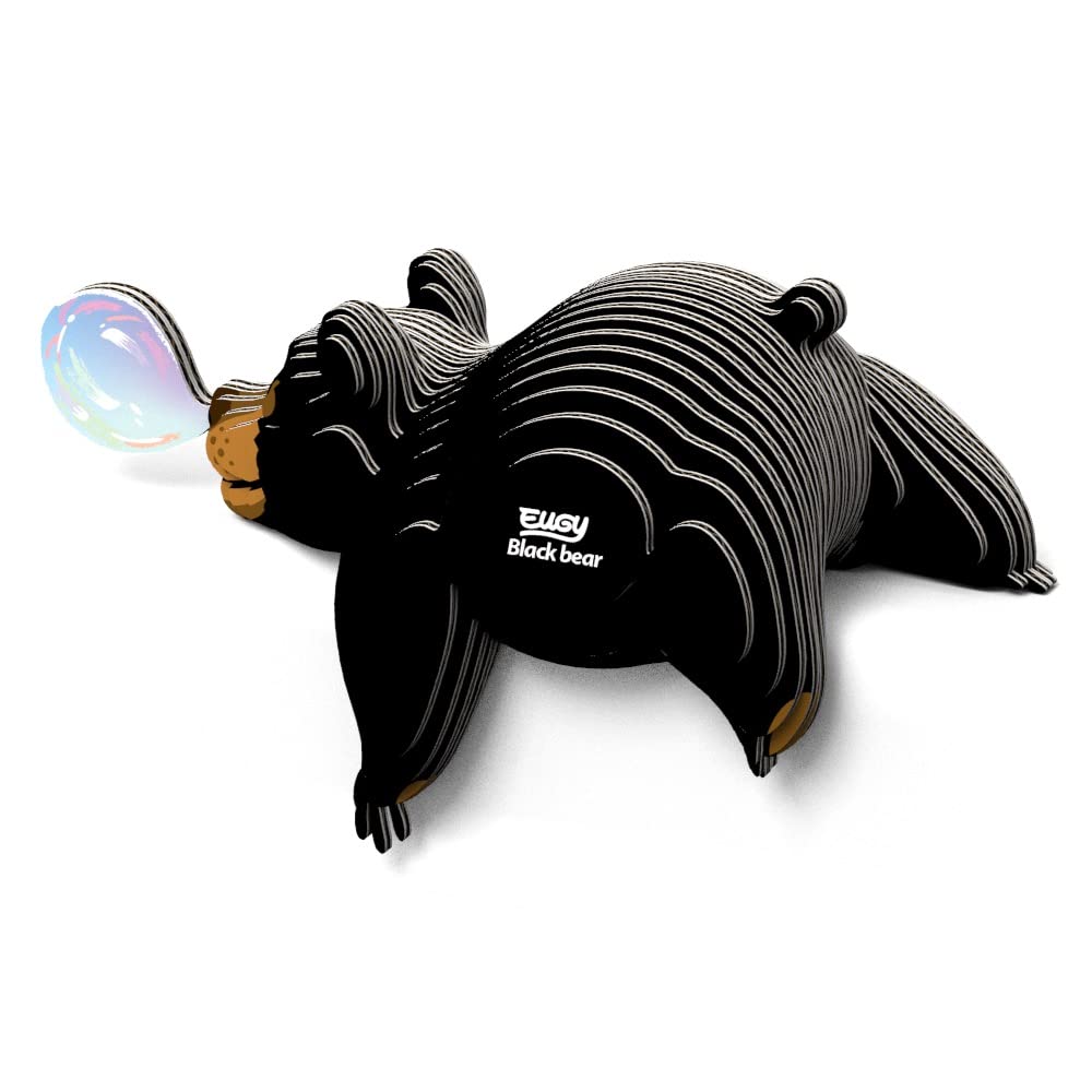 Eugy Black Bear 3D Puzzle, 24 Piece Eco-Friendly Educational Toy Puzzles For Boys, Girls & Kids Ages 6+