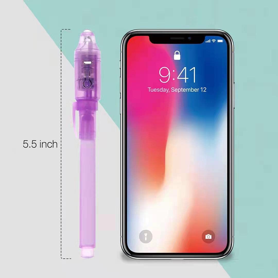Eodvics Invisible Ink Pen With Light, 6 Pcs Magic Spy Pen For Secret Message, Birthday Party, And Kids Halloween Goodies Bags Toy