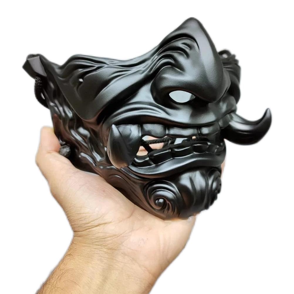 Mrisata Japanese Hannya Mask Demon Oni Samurai Kabuki Prajna Devil Half Face Mask Cosplay, Japanese Demon Prajna Face Cover Hall
