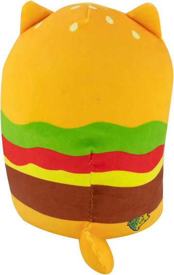 Cats Vs. Pickles Cheeseburger Cat Plushie 8.6-Inch Bean-Filled Soft Toy For Kids Adults Collectors